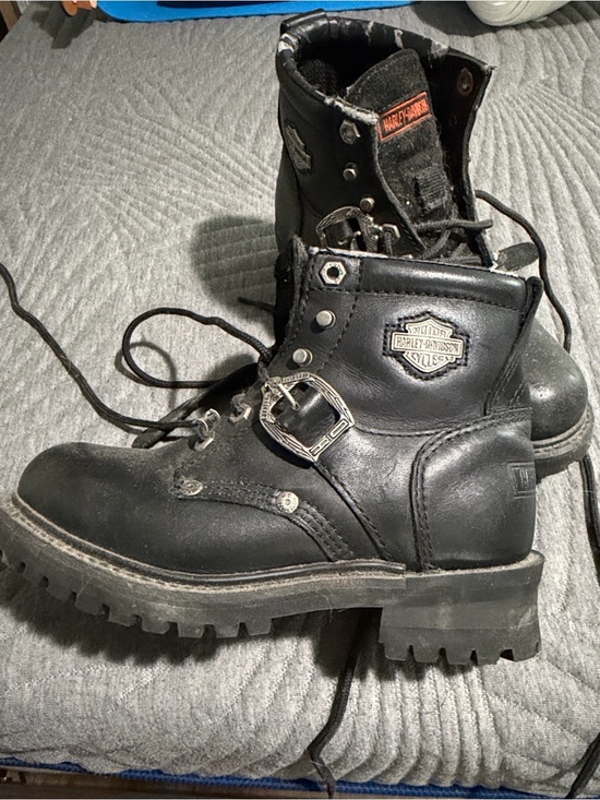 Harley-Davidson Shoes - Harley-Davidson Black Kids Leather Biker Boots with Silver Buckle